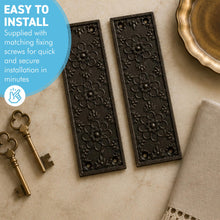 Load image into Gallery viewer, The Ellerker – Hand-Cast Ornate Finger Plates in Antique Iron (Pair)
