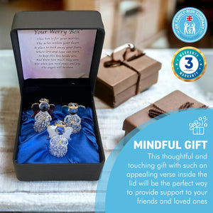 Angels worry box | Mindfulness box | Spiritual gifts | |mental health | guardian angel worry box for your loved ones | Includes 3 glass worry angels with gilded wings | Gift Packaged | Grief Gifts | Angel gifts