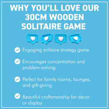 Load image into Gallery viewer, 30cm Diameter 𝗪𝗢𝗢𝗗𝗘𝗡 𝗦𝗢𝗟𝗜𝗧𝗔𝗜𝗥𝗘 𝗚𝗔𝗠𝗘 Board with Solid Wooden Marbles – Classic Strategy Board Game, Family Game, Unique Home Decor
