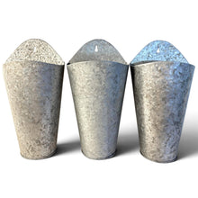 Load image into Gallery viewer, The Country Wall Planters – A Set of Three Vintage Style Galvanised Metal Hanging Baskets
