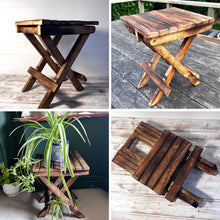 Load image into Gallery viewer, Handcrafted Mango Wood Folding Stool,  Rustic Charm &amp; Versatile Design for Every Room
