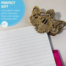 Load image into Gallery viewer, Elegant and Sturdy Polished Brass Sunflower Desk Clip – Multifunctional Leaf Clamp, Binder Clip, and Bookmark for Office &amp; Home
