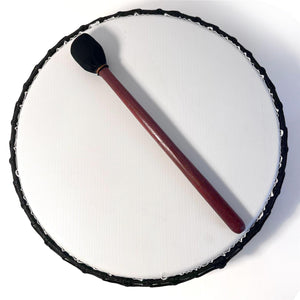 Large 40cm Shamanic Synthetic Skin Drum with wooden beater, Vegan Percussion Drum