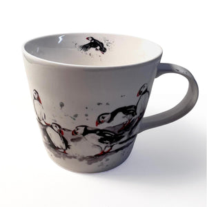 Puffin Group Mug, 100% Bone China, Gift for Nature Lovers, Coastal Home Decor