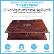Load image into Gallery viewer, Elegant Wooden Book Box with Lock &amp; Key, hidden secret safe for secure storage
