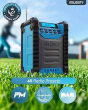 Load image into Gallery viewer, Portable Work Radio DAB | Rechargeable, Internal 10,000mAh USB Power Bank | 5.0 Bluetooth, FM, 30 Presets, Powerful Speaker, Bass Booster | IPX54 Dust and Water Proof dab radio | Majority Landbeach

