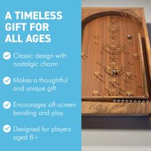 Load image into Gallery viewer, Classic vintage style TABLETOP PINBALL BAGATELLE GAME 40cm x 25cm, Spring plunger with brass pins and steel balls, Shesham Rose wood board, vintage traditional pub game
