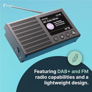 PORTABLE BLUETOOTH DAB/DAB+ RADIO | Rechargeable Battery Pocket Radio with 11 Hours Playback | FM Radio, Dual Alarm, 20 Presets, and Full Colour LED Display | USB, Headphone Jack | Majority Eddington