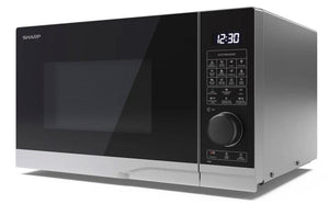 SHARP YC-PC254AE-S Microwave with Grill and Hot Air (900 W, 25 L, 10 Power Levels, Eco Function, Defrosting Function), Silver/Black