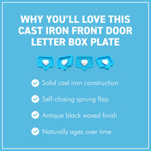 Load image into Gallery viewer, The Antique Cast Iron Letter Box Plate – A Traditional Front Door Letter Box Flap
