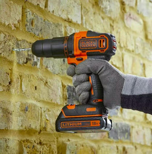 Black + Decker Cordless Hammer Drill with Battery - 18V