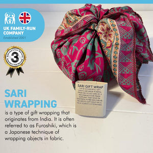SARI FABRIC GIFT WRAPPING CLOTH | 60cm X60 cm | Gift Wrapping | Eco Friendly Gift Wrap| Recycled Gift Wrap | Furoshiki Wrapping Fabric