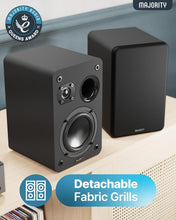 Load image into Gallery viewer, Refurbished Majority 𝗕𝗢𝗢𝗞𝗦𝗛𝗘𝗟𝗙 𝗣𝗔𝗦𝗦𝗜𝗩𝗘 𝗦𝗣𝗘𝗔𝗞𝗘𝗥𝗦 |Hi-Fi Stereo Speakers Pair for Tuners Hi-Fi systems with build in amplifiers | Stereo 2.0, 60W RMS | Solid Build and Compact Size D70X Passive BLACK
