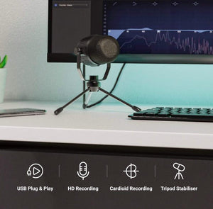 MAJORITY RS1 USB Microphone for PC | Gaming Microphone, Plug and Play | Podcast, Streaming, Recording Cardioid Mic | Laptop, Mac, Computer Condenser Desk Microphone | Professional Studio Work Mic