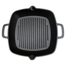Load image into Gallery viewer, Premium 𝗖𝗔𝗦𝗧 𝗜𝗥𝗢𝗡 𝗚𝗥𝗜𝗟𝗟 𝗣𝗔𝗡 𝟮𝟰𝗖𝗠 – Heavy Duty Square Griddle with Dual Handles for Induction, Oven &amp; BBQ
