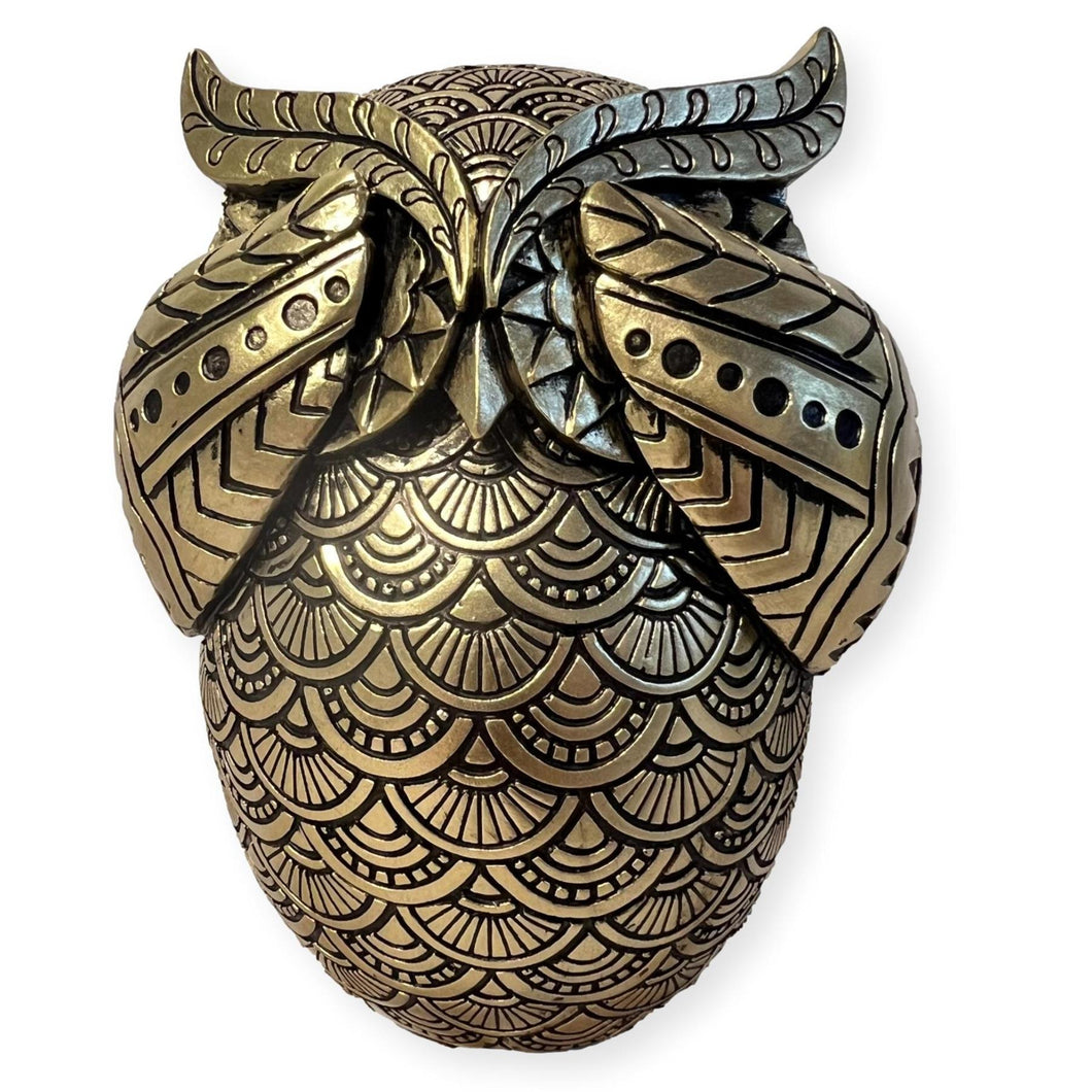 Thorness Gold-Coloured 13 cm Golden Owl Figurine -  Brilliant Gold Hue - Perfect for Home Decor