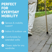 Load image into Gallery viewer, Varnished Natural Wood Classic Derby Walking Stick, solid, lightweight wooden stick with rubber ferrule for stability and comfort
