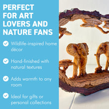 Load image into Gallery viewer, 𝗘𝗟𝗘𝗣𝗛𝗔𝗡𝗧 𝗢𝗥𝗡𝗔𝗠𝗘𝗡𝗧 – Resin Wood Effect Figurine, Wildlife Decor, Rustic Home Centrepiece, Collectible Gift for Living Room, Office, or Shelf
