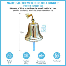 Load image into Gallery viewer, Traditional Brass Wall-Mounted Door Bell – Nautical Ship Bell Ringer | Perfect for Home Bars, Pubs &amp; Last Orders Decor
