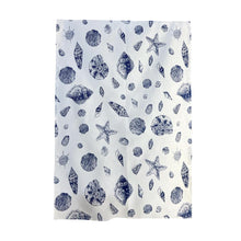 Load image into Gallery viewer, Blue Beach Shells Tea Towel | 100% Cotton tea towel | Kitchen hand towel | Nautical gift | Beach themed gift | Perfect gift for beach lovers | 70 cm x 50 cm
