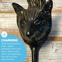 Load image into Gallery viewer, Sturdy Wall Mounted Cast Iron Fox Head Hook Hanger for Hat, Coat, Clothes - Ideal for Kitchen, Bathroom, Bedroom, Office
