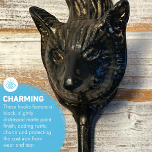 Sturdy Wall Mounted Cast Iron Fox Head Hook Hanger for Hat, Coat, Clothes - Ideal for Kitchen, Bathroom, Bedroom, Office