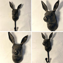 Load image into Gallery viewer, Sturdy Wall-Mounted Cast Iron Rabbit Head Hook Hanger for Hats, Coats, Clothes - Ideal for Kitchen, Bathroom, Bedroom, Office
