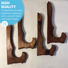 Load image into Gallery viewer, Wooden Plate Display Stands 25cm – Set of 4 Hinged Easel Holders
