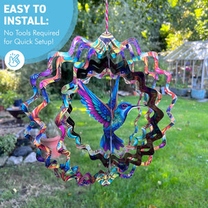 Vibrant Hummingbird Wind Spinner – Whimsical Garden & Outdoor Yard Décor