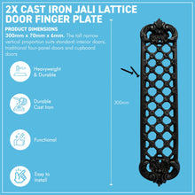 Load image into Gallery viewer, The Jali, Matched Pair – Two Pierced Lattice Cast Iron Finger Plates for a Double Door or Both Faces of One
