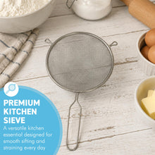 Load image into Gallery viewer, 20cm Stainless Steel Fine Mesh Kitchen Sieve | Rust Resistant Mesh Strainer for Flour, Baking, Tea, Coffee &amp; Rice | Reinforced Rim | Dishwasher Safe | Long Handle
