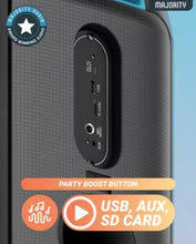 Load image into Gallery viewer, Refurbished Majority Pulse 2 Bluetooth Karaoke 𝗣𝗔𝗥𝗧𝗬 𝗦𝗣𝗘𝗔𝗞𝗘𝗥 with AI Smart Lights– Compact, Portable, Party-Ready Audio for Home, Outdoor, and Events

