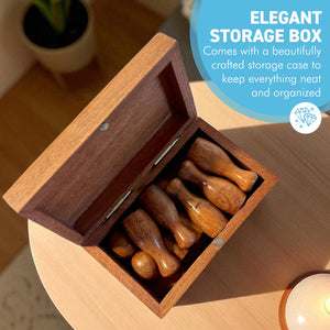 Deluxe Wooden Bowling Set with Solid Wood Storage Box � Ideal Gift for All Ages and Occasions