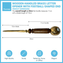 Load image into Gallery viewer, Wooden handled Brass Paper Knife with football-shaped end  | Letter Opener | Desk Accessory |Envelope Opener | Paper Cutting Knife | Sturdy and Durable | Suitable for Office or Home use
