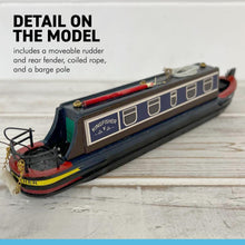 Load image into Gallery viewer, Detailed 20 cm long WOODEN KINGFISHER MODEL CANAL NARROWBOAT BARGE MODEL
