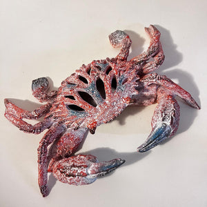 Hand-Painted Resin Crab Ornament, 28cm Wide – Unique Nautical Decor Gift