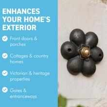 Load image into Gallery viewer, Victorian Flower Cast Iron Door Bell Push – Antique Style Traditional 90mm Entrance Hardware
