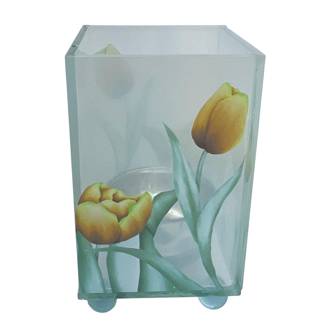 Elegant Yellow Tulip Glass Votive Candle Holder – Perfect for Home Decor & Gifts