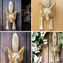 Load image into Gallery viewer, Solid Brass Fox Door Knocker, Unique Fox Design, Handcrafted Animal Detailing, Smart Door Hardware
