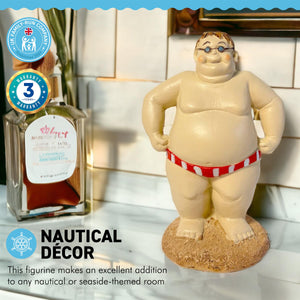 CHUBBY CHAPPY resin FIGURINE | Seaside ornament | bathroom ornaments | beach figurine | 16cm (H) | Swimmer | Fat Bloke