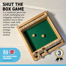 Load image into Gallery viewer, SHUT THE BOX GAME | Number Games | Wooden Games | Table Top Games | Games for 2 Players | Traditional Games | Educational Games | Learning through Play
