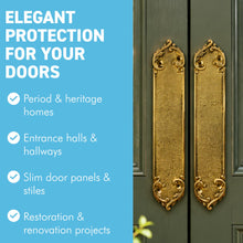 Load image into Gallery viewer, The Arcadia Finger Plates – A Set of Four Slim Solid Brass Door Push Plates
