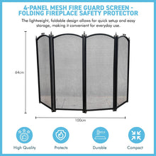 Load image into Gallery viewer, Folding 4-Panel Mesh Fire Guard Screen - Durable Fireplace Safety Protector
