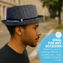 Load image into Gallery viewer, Grey rude boy ska pork pie hat, Size 61cm, X Large, Unisex pork pie hat, Fedora trilby pork pie style

