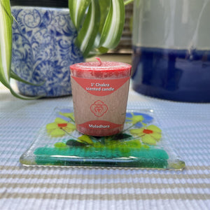 Root (Red) - Chakra Candle  | Standing at about 4.5 centimetres tall (1.75 inches), emanates an aura of rustic charm, invoking the essence of the earth itself.