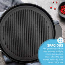 Load image into Gallery viewer, 𝟮𝟳𝗰𝗺 𝗡𝗢𝗡-𝗦𝗧𝗜𝗖𝗞 𝗖𝗔𝗦𝗧 𝗜𝗥𝗢𝗡 𝗚𝗥𝗜𝗟𝗟 𝗣𝗔𝗡 | Indoor &amp; Outdoor Cooking | Gas | Electric &amp; Induction Hob | Heavy Duty | Durable| Stovetop &amp; Oven Safe
