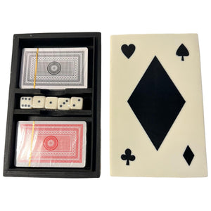 Elegant Handcrafted Luxury Resin Double Deck Playing Card Box with Dice Set