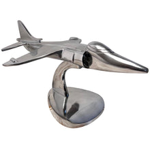 Load image into Gallery viewer, Harrier Military Heritage Metal Model – Polished Aluminium Aviation Display Piece, 42cm x 25cm, Iconic Jump Jet Design for Home &amp; Office Decor

