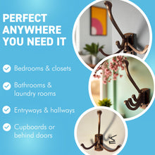 Load image into Gallery viewer, Four-way Folding Coat Hook | Antique Copper Swivel Hook | | Wall mounted for bathroom, kitchen, bedroom | Captains hook | independently swiveling arms | Versatile and elegant
