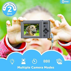 All-in-One Digital Camera with 48MP 1080p Photography and Full HD Video for Vlogging | 16x Zoom, 2.4" IPS Screen | 32GB Micro SD Card, Tripod and Extra Battery Included | ClicKid CAM20